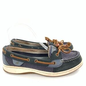 Sperry womens flats size 6.5 navy blue suede lace up preppy boat shoes